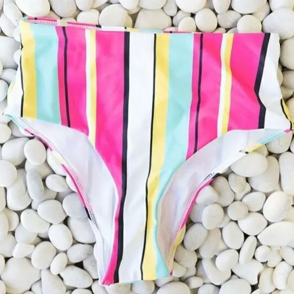 NWT XL: Rainbow Bandeau Bikini High Waist Swimsuit Set - Picture 9 of 10